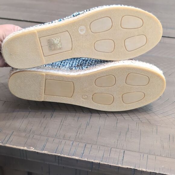 J. Mclaughlin Alexa Tweed and Leather Toe Espadrilles - Blue Cream Sz 9 - Picture 8 of 9